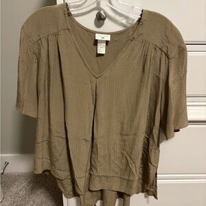 H&M Olive V-Neck Blouse